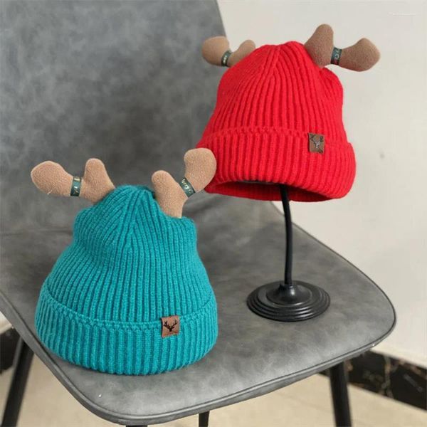 Bérets de Noël tricoté chapeau mignon bois adulte enfants doux bonnet année fête cadeau décoration