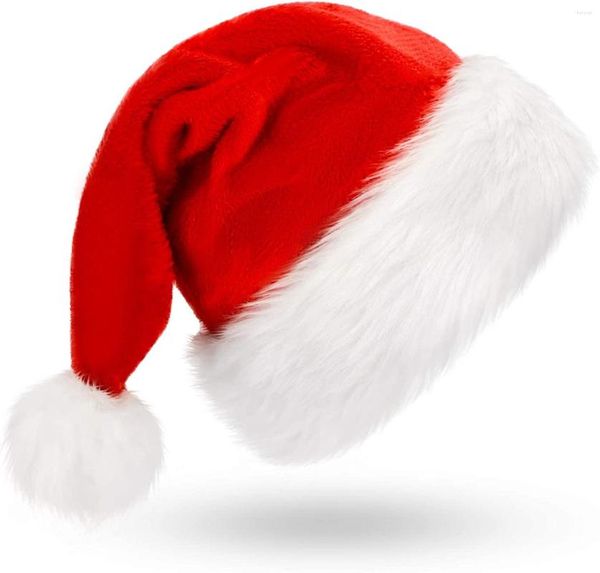 Beretas Christmas Santa Hat Xmas Holiday Unisex Velvet Comfort Extra espesamiento de piel clásica para suministros de fiesta festiva de año