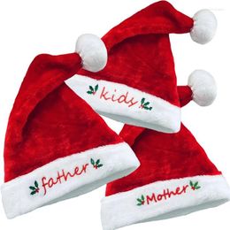 Bérets de Noël court en peluche chapeau rouge père Noël membre de la famille mère père enfants cadeaux bonne année fournitures