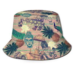 Berets cinessd 2022 Men vrouwen zomer olifanten bloemen ananassen emmer hoed bob visser outdoor reis zon vizier panama