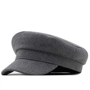 Beretten klassieke zwarte hoogwaardige militaire hoed voor vrouwen lente herfst winterhoeden vilt cap winter dames zwarte hoed wollen baret cap d240417