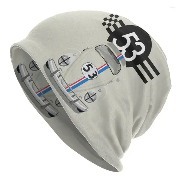 Boinas Classic Cartoon Racing Car Herbie Beanie Cap Unisex Invierno Cálido Bonnet Homme Sombreros de punto Cool Outdoor Skullies Gorros Gorros