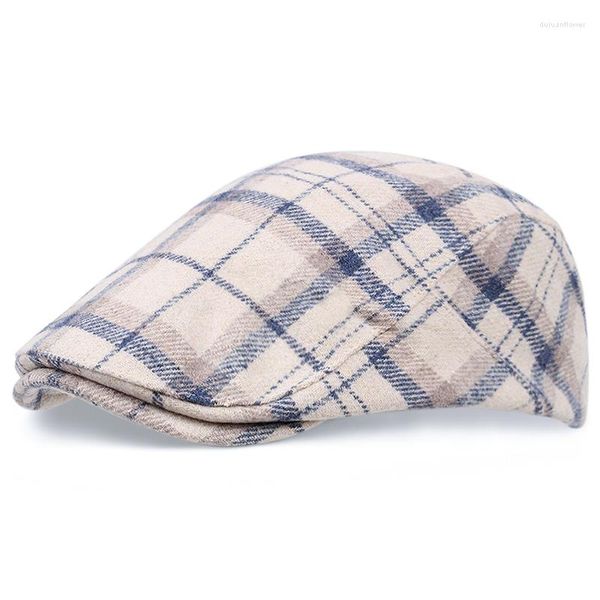 Bérets Classique Plaid Béret Hommes Quatre Saisons À Bord Court Sboy Chapeaux Pour Britannique Rétro Peintre Casquette Dôme Peaky Blinders Mâle