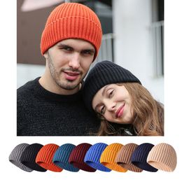 Beretten klassieke winterhoeden mannen massieve kleur gebreide man hoed beanies bonnet voor vrouwen gorro dikke cap 230214