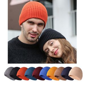 Bérets classique hiver chapeaux hommes couleur unie tricoté homme chapeau bonnets Bonnets pour femmes Gorro épais casquette 230214
