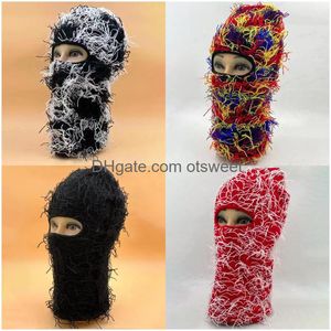 Baretten Clava Died Knitted Fl Face Ski Mask Shiesty Camouflage Knit Fuzzy Drop Delivery Mode Accessoires Mutsen Sjaals Handschoenen Petten Otjnc