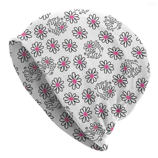 Bérets Nuage Fleur Enfant Abstrait Haring Danse Skullies Bonnets Casquettes Pour Hommes Femmes En Plein Air Hiver Chaud Tricot Chapeau Adulte Bonnet Chapeaux