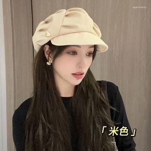 Bérets Nuage Chapeau Femme Style Japonais Visage Montrant Petit Octogonal Printemps Et Automne Grande Tête Peintre Décontracté Béret Polyvalent