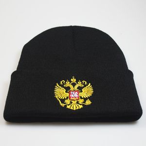 Boinas Escudo de Armas Rusia Bonnet Sombrero Tejer Sombreros Hombres Mujeres Moda Unisex Bandera Rusa Cálido Invierno Skullies Gorros Caps2024