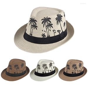 Berets Coconut Tree Beach Chapeaux Men Summer Party Caps Jazz Caps Fashion Paille tissage Chapeau Wide Brim Panama Hat de danse masculine cool cool