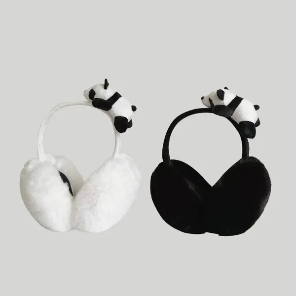 Bérets Protection contre le froid Chauffe-oreilles Mignon Panda Forme Coupe-vent Chaud Cache-oreilles Doux En Peluche Couverture Pliante Hommes