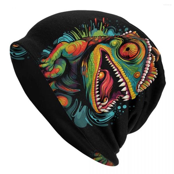 Boinas Colorido Animal Bonnet Sombreros Camaleón Beanie Impreso Sombrero de punto Otoño Invierno Hip Hop Mujer Hombre Gimnasio Gorras elásticas