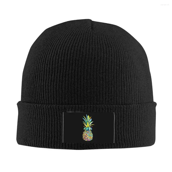 Boinas Colorido Piña Estiramiento Invierno Cálido Punto Cráneo Sombrero Mujer Gorro Gorro Puño Grueso Slouchy