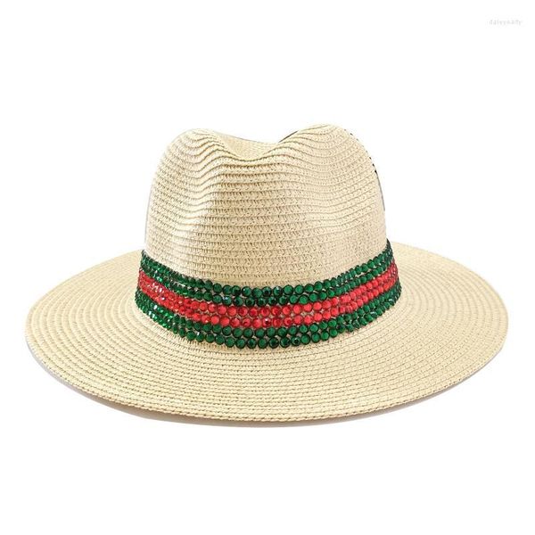 Bérets coloré chapeau de paille femmes hommes Jazz casquette Style britannique perceuse plage soleil dames Fedora unisexe 2022 Sombrero CapBerets