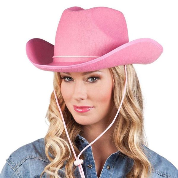Bérets couleurs chapeau de Cowboy ourlet feutre Cowgirl princesse fête d'anniversaire casquette cadeau lié Western HatBérets