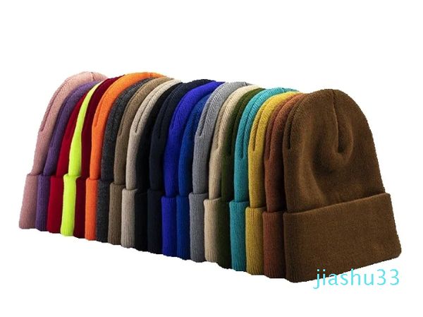 Bérets couleurs coréen laine acrylique tricoté casquettes femmes hommes Skullcap automne hiver élastique Skullies bonnets casquette en gros