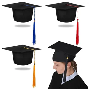 Bérets Félicitations Grad Graduation Chapeau Unisexe Cérémonie Degré Université Mortarboard Cap Saison Lycée Fournitures De Fête