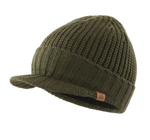 Bérets Connectyle hommes extérieur sboy chapeau hiver doux chaud épais tricoté bord bonnet casquette quotidienne avec visière 230214