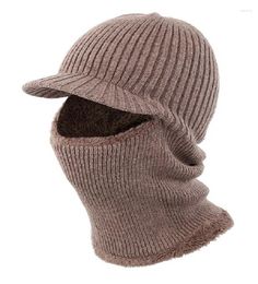 Bérets Connectyle Mens Winter Nec plus chaud chapeau tuque Visor Boneie Cover Face à l'oreille