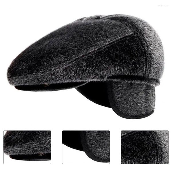 Bérets Cool personnes âgées casquette accessoire hommes béret chaud couleur Pure résistant au froid bord court