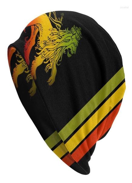 Bérets Cool Rasta Lion of Judah Art Skullies Bons de bonnet chapeaux d'hiver automne femme CAP ADULT Multifonction chaude Bonnet tricot Hat5293402