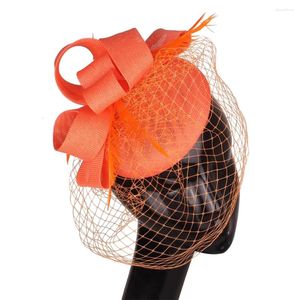 Bérets corail accessoires de cheveux de mariage de mariée Imitation fascinateurs chapeaux chapeau de Cocktail événement Occasion chapellerie Ascot bandeau