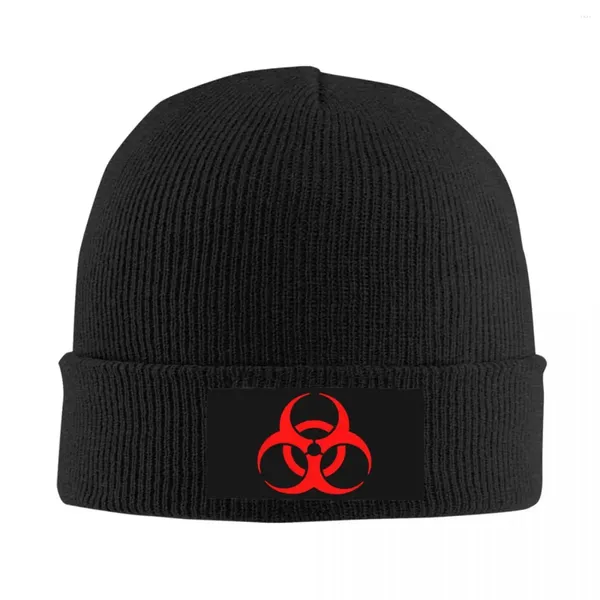 Boinas Corporaciones Paraguas Biohazard Logo Beanie Cap Unisex Invierno Cálido Bonnet Femme Tejer Sombreros Hip Hop Ski Skullies Gorros