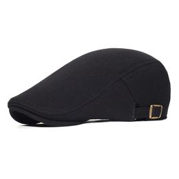 Bérets Coton Réglable Sboy Caps Hommes Femme Casual Béret Plat Ivy Cap Doux Couleur Unie Conduite Cabbie Chapeau Unisexe Noir Gris Chapeaux 231031