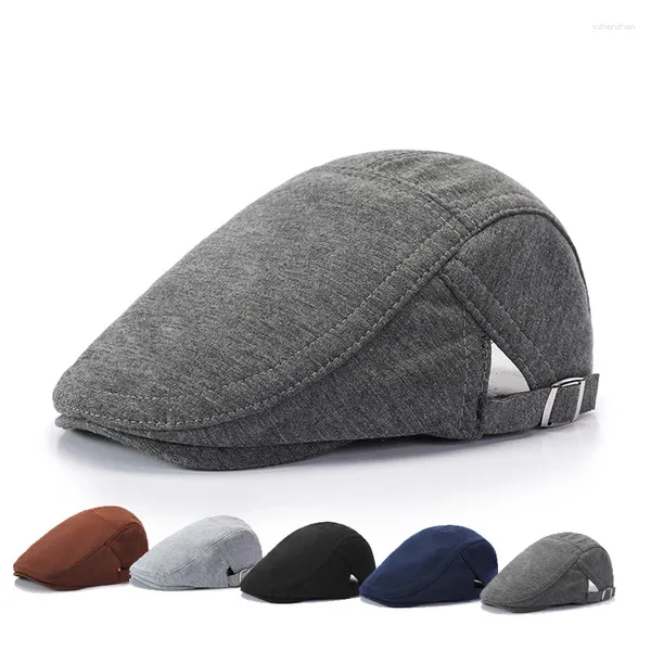 Boinas Algodón Ajustable Sboy Gorras Hombres Mujer Casual Boina Plana Ivy Cap Suave Color Sólido Cabbie Hat Unisex Negro Gris Sombreros