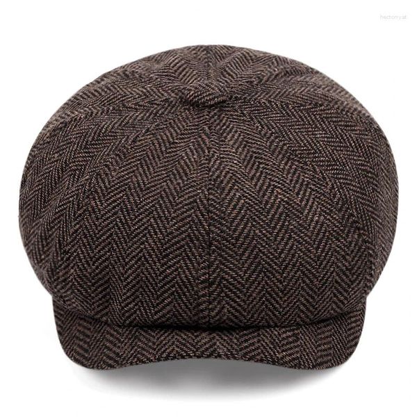 Bérets coton hommes Sboy chapeau automne-hiver Vintage femmes béret extérieur chaud décontracté papa Art mode adulte octogone casquette