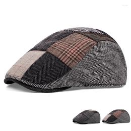 Berretti in cotone Sboy Cappelli per uomo Autunno Inverno Cappello Moda Plaid Berretto Berretto maschile Vintage British Cabbie Caps Warm Boina Hombre