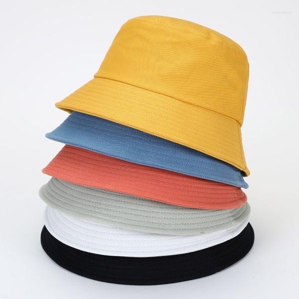 Boinas algodón sombrero de verano Unisex mujeres al aire libre protector solar Color puro pesca caza gorra hombres lavabo Chapeau playa