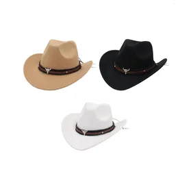 Bérets Cowboy Cowgirl Hat Po Props décoration Big Brim Fashion Cosplay Summer Summer Sun pour un unisexe de voyage de voyage Roding Randonnée