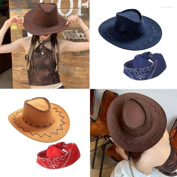 Bérets chapeau de Cowboy Bandanas Bachelorette Westerns hommes plage voyage Cowgirl été soleil fête accessoires Cosplay pour