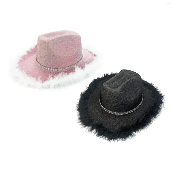 Boinas Sombrero de vaquero Disfraz Vaquera con pluma artificial para adulto