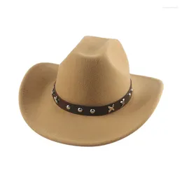 Berets Cowboy Hat Fedora Hats For Women Man Western Cowgirl Panama Casual Solid Belt Band Wide Brim Sombrero Hombre