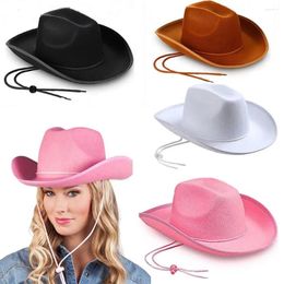 Bérets Cowboy Hat Felt Princess Performance Bound Western Cowgirl Bachelorette Birthday Party Costume Accessoire