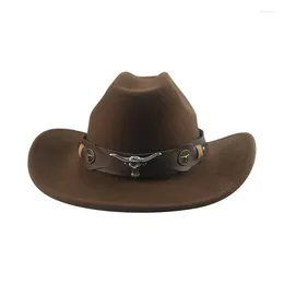 Bérets Cowboy Hat Western Cowgirl Cow Celon ceinture de jazz kaki décontracté Chapeaux pour femmes Fedora Fedoras ChapeU