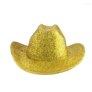 Bérets Cowboy Hat Western Cowgirl Man Sequin Party Wide Brim Fedoras Chapeaux pour femmes rose jaune sombrero Vaquero Hombre