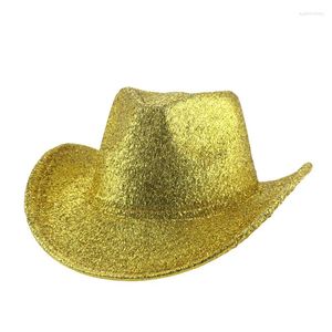 Bérets Cowboy Hat Western Cowgirl Party Casual Luxury Solid Yellow Red Sequin Panama Jazz Jazz pour femmes Fedoras Fedora