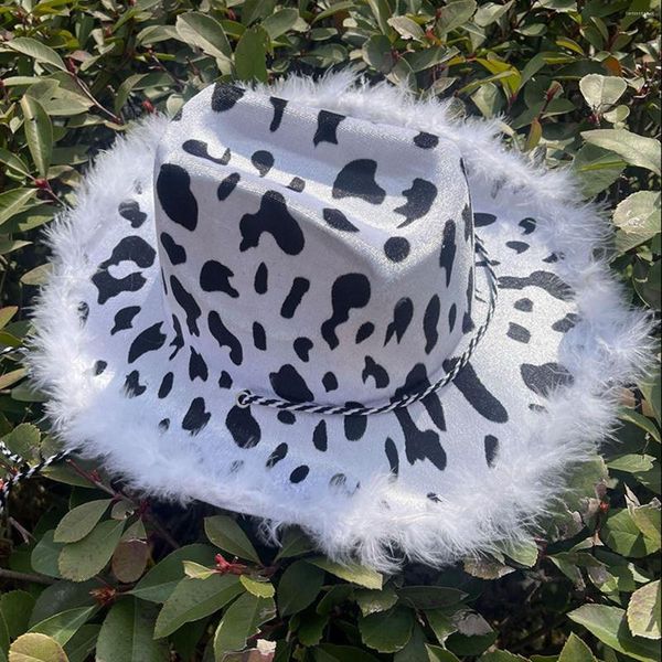 Boinas Sombrero de vaquero con cordón Cordón Disfraz Disfraz Ropa Sombreros para el sol Patrón de vaca para adultos unisex Fiesta al aire libre
