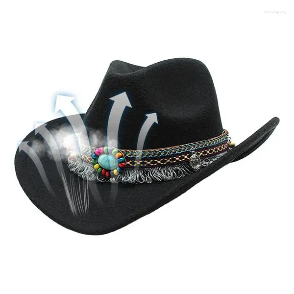 Bérets Cowboy Hats Party Classic Roll Up Beach Hat With Feather Band Cowgirl Cow Boy Clothing Accessoires pour hommes Femmes