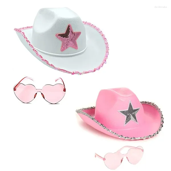 Bérets Cowboy Hats Star Sequin Birthday Party Cowgirl Women Performance Hat For Adult Cosplay