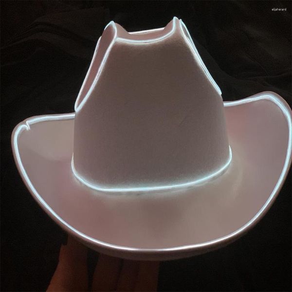 Boinas Cowgirl Hat Luminous Led Western Cowboy para despedida de soltera Country Wedding Glow In The Bridal Bride Halloween