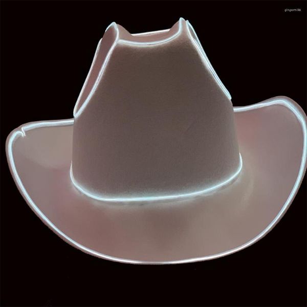 Boinas Cowgirl Hat Luminous Led Western Cowboy para despedida de soltera Country Wedding Glow In The Bridal Bride