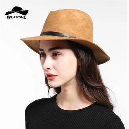 Berets Crazy Jazzhat Unisexe Suede largeur Spring Summer Feel Fedoras Chapeaux pour femmes Vintage Floppy Chapeau Femme Pnama Hat