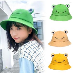 Bérets Creative Grenouille Grands Yeux Seau Chapeau De Pêche Cap Mignon Dessin Animé En Plein Air Vacances Solaire Femmes Filles D'été Plage Chapeaux Unisexe