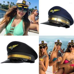 Berets Creative Octagonal Hat Aviation Verstelbare Pilot Performance Captain with Badge for Show