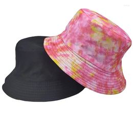 Bérets Creative Tie Dye Bucket Hat Chapeaux de pêcheur Casquette Hip Hop réversible Coloré Graffiti Bob Caps