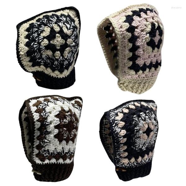Bérets Crochet Vintage Tricot Chapeau À Capuchon Écharpe Bonnet Oreillette Protection Du Cou